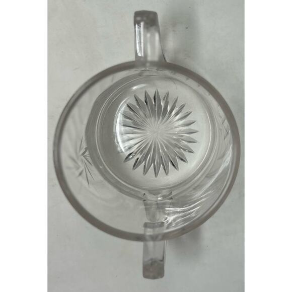 Clear Glass Sunburst Sugar Bowl with Double Handles 3‎ 1/2" Wide x 2 1/2" Tall - Picture 5 of 6